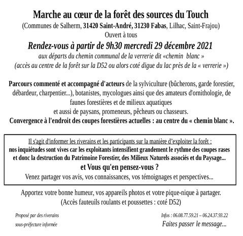 Annonce marche du mercredi 29 decembre 31420 Saint-André
